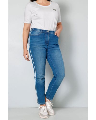 MIAMODA Regular-- Jeans Slim Fit Zierband 5-Pocket - Blau