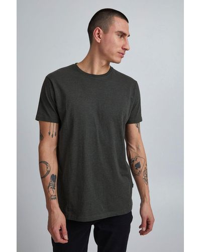 Solid Einfarbiges Rundhals Basic T-Shirt (1-tlg) 4115 in Dunkelgrau - Schwarz
