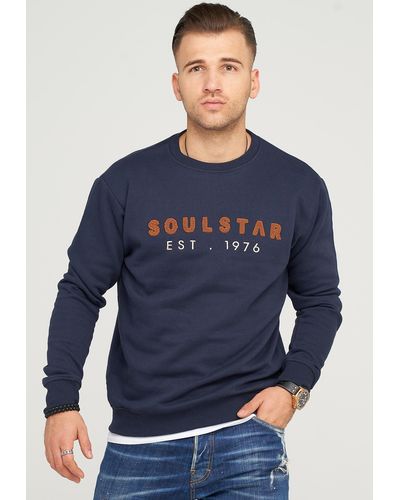 Soulstar Sweatshirt SYDNEY mit hochwertiger Bestickung - Blau