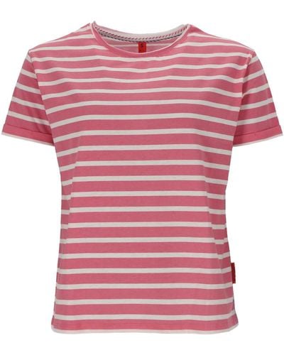salzhaut T- Kurzarm-Shirt Opdeelen mit Streifen und Rundhalsausschnitt - Pink