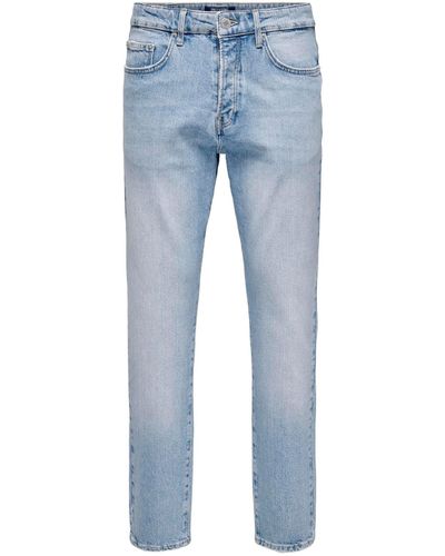 Only & Sons Fit- Regular Denim Pants mit Rissen 5-Pocket Jeans Hose 7128 in Hellblau