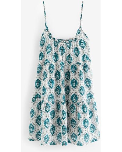 Next Sommerkleid Gestuftes Minikleid für den Sommer (1-tlg) - Blau