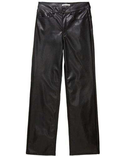 Tom Tailor Stoffhose fake leather straight leg pant, deep black - Schwarz
