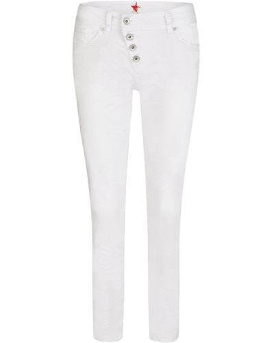 Buena Vista /- - Jeans - Schräge Knopfleiste - Malibu 7/8 stretch twill - Weiß