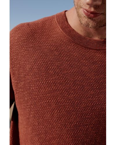 Next Rundhalspullover Regular Fit Pullover mit Korbstruktur (1-tlg) - Rot