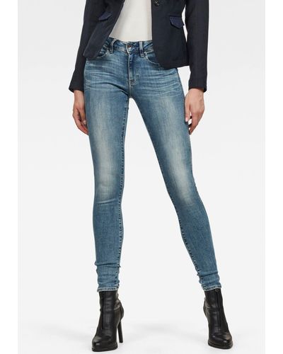 G-Star RAW Fit-Jeans Midge Zip Mid Skinny mit Reißverschluss-Taschen hinten - Blau