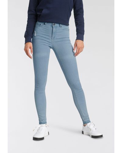 Arizona Skinny-fit-Jeans Ultra Stretch High Waist mit offenem Saum - Blau