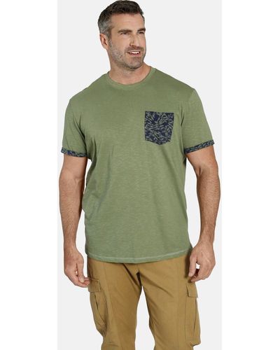 Charles Colby T-Shirt EARL HIGGLES Musterdetails an den Ärmeln - Grün
