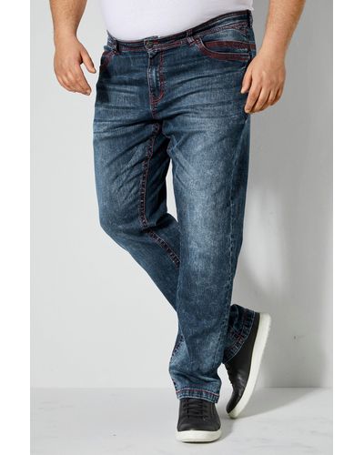 John F. Gee . -- Jeans Straight Fit Colornähte 5-Pocket - Blau