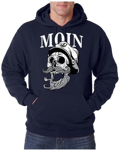 Youth Designz Kapuzenpullover Moin Captain Skull Hoodie Pullover mit modischem Spruch Print - Blau