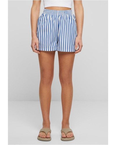 Urban Classics Ladies Striped Shorts - Blau