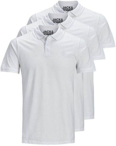 Jack & Jones Poloshirt Basic (3-tlg., 3er Pack) slimfit / figurbetont geschnitten - Weiß