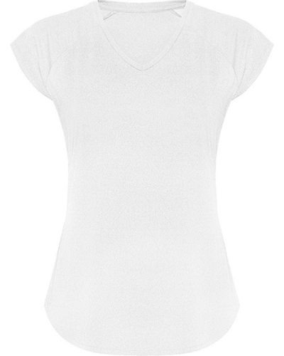 Roly V- Avus T-Shirt, Polyester mit Baumwollfeeling - Weiß