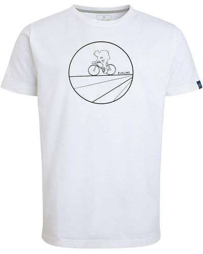 Elkline T-Shirt Straight Forward sportlich Bike Fahrrad Print Motiv Bio - Weiß