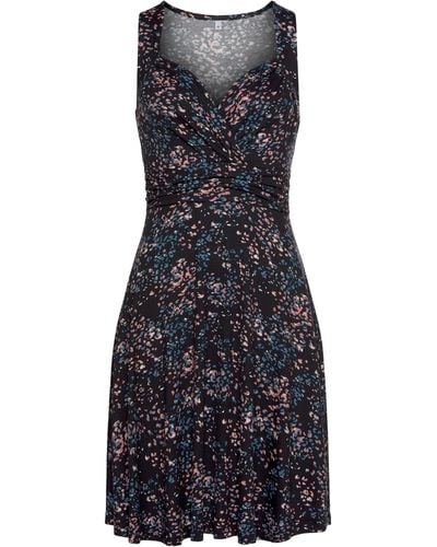 vivance active Jerseykleid mit Alloverdruck in Wickeloptik, Sommerkleid, Strandkleid - Blau
