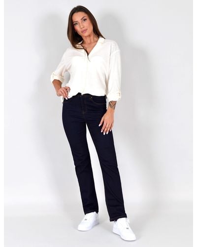 ESRA - G1400 Straight High Waist Stretch Jeans Regular Hose - Weiß