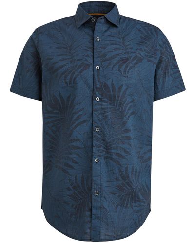 PME LEGEND Langarmhemd Short Sleeve Shirt Print On Ctn Sl - Blau