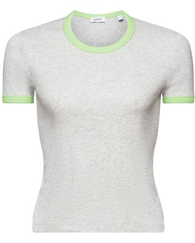 Esprit Ringer-T-Shirt mit Rippstruktur (1-tlg) - Grau