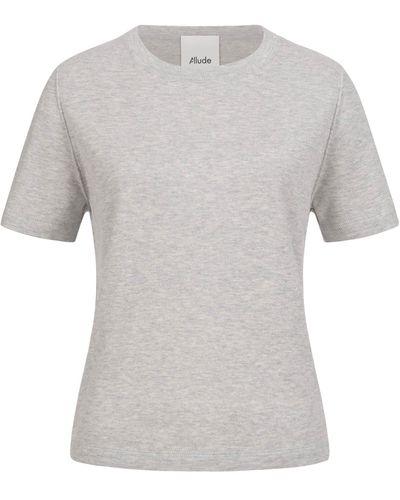 Allude T-Shirt Strickshirt mit Kaschmir - Grau