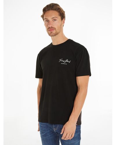 Tommy Hilfiger T-Shirt TJM REG VINTAGE DNA TEE EXT Große Größen mit Backprint - Schwarz