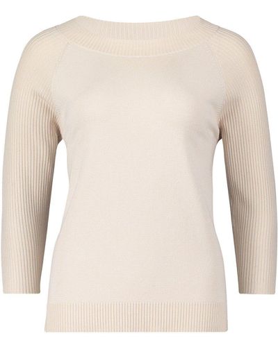 Betty Barclay Sweatshirt Strickpullover Kurz 3/4 Arm, Pastel Sand - Natur