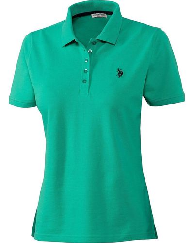 U.S. POLO ASSN. Poloshirt Stretch-Piqué mit taillierte Passform - Grün