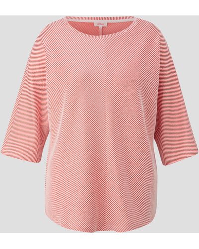 S.oliver 3/4-Arm- Shirt mit Streifenstruktur - Pink