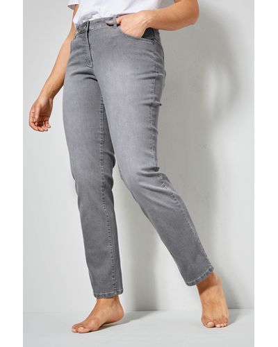 Dollywod Röhrenjeans Jeans Slim Fit 5-Pocket Stretchkomfort - Grau