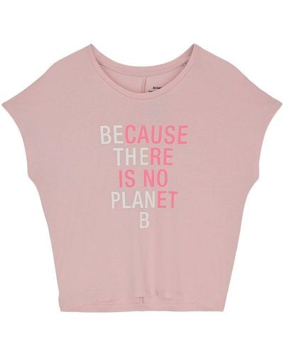 Ecoalf Rundhalsshirt mit zweifarbigem Schriftzug - Pink