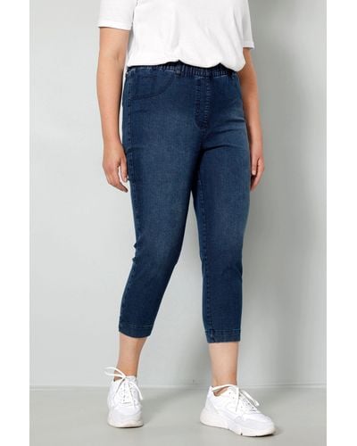 MIAMODA Lederimitathose 7/8-Jeggings Elastikbund - Blau