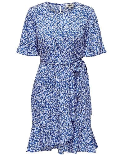 ONLY Sommerkleid ONLNEW OLIVIA /S SHORT WRAP DRESS - Blau