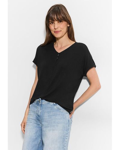 Cecil T-Shirt aus softer Viskose - Schwarz