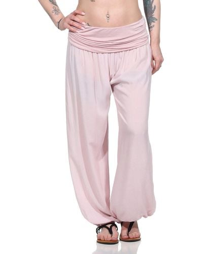 Aurela Damenmode Aurela mode Haremshose Pluderhose sommerlich leichte Yogahose luftige Sommerhose - Pink
