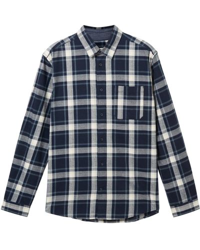 Tom Tailor Kurzarmshirt checked flannel shirt - Blau