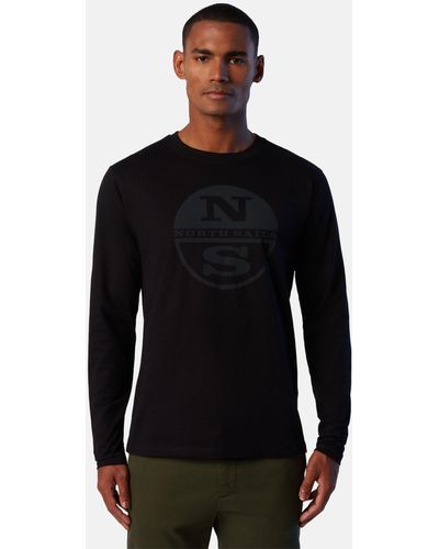 North Sails Langarm-T-Shirt Logo-Druck mit klassischem Design - Schwarz