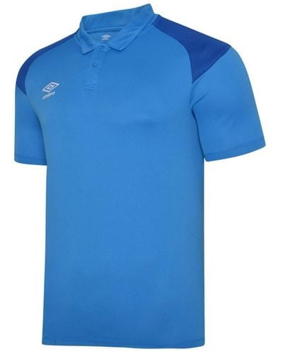 Umbro Rundhalsshirt Poly Polo Sport- Polohemd mit kontrastierender Schulterpartie Golf-Shirt 65293U-GQR Blau