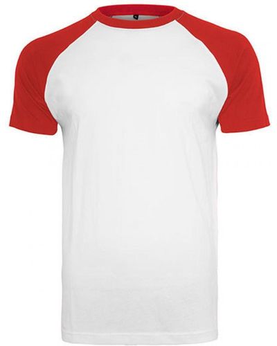Build Your Brand Rundhalsshirt Raglan Contrast T-Shirt - Rot