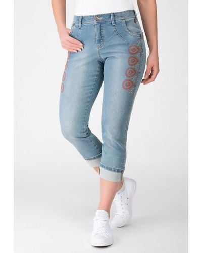 Recover Pants 7/8-Jeans mit Stickerei - Blau
