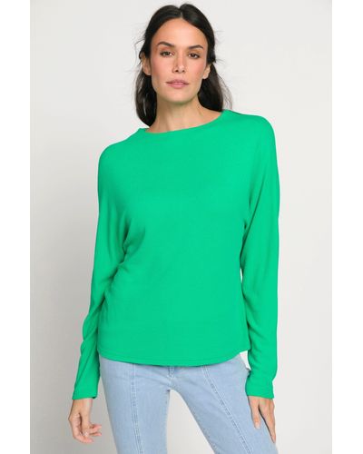 Gina Laura Sweatshirt Pullover Stehkragen Fledermaus-Langarm - Grün
