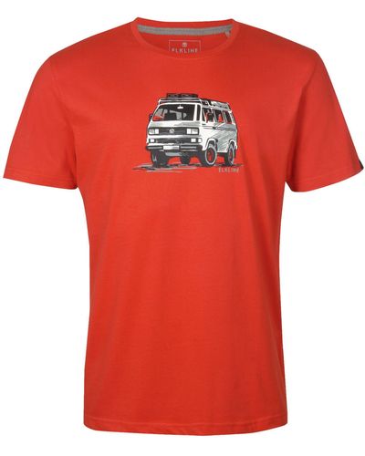 Elkline T-Shirt Gassenhauer VW Retro Bulli Brust Print - Rot