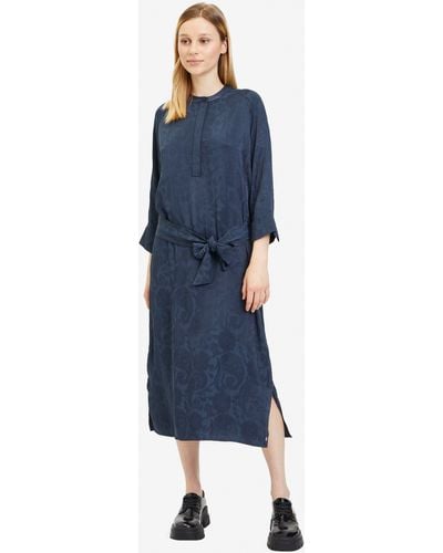 Tamaris Hemdblusenkleid mit glänzenden Paisley-Muster - Blau