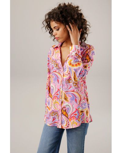 Aniston CASUAL Hemdbluse graphische Paisley-Muster - Pink