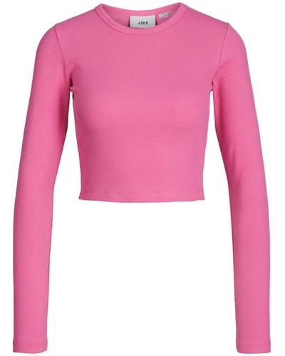 JJXX Langarmshirt FELINE (1-tlg) Plain/ohne Details - Pink