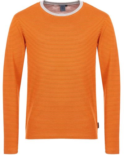 Elkline Sweatshirt Freejazz Langarm Rundhals Streifen gerader Schnitt - Orange