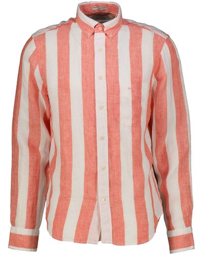 GANT Langarmhemd Leinenhemd Regular Fit (1-tlg) - Pink