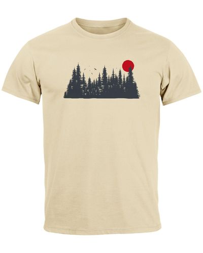 Neverless T-Shirt Motivshirt Frontprint Wald Silhouette Natur Aufdruck mit Print