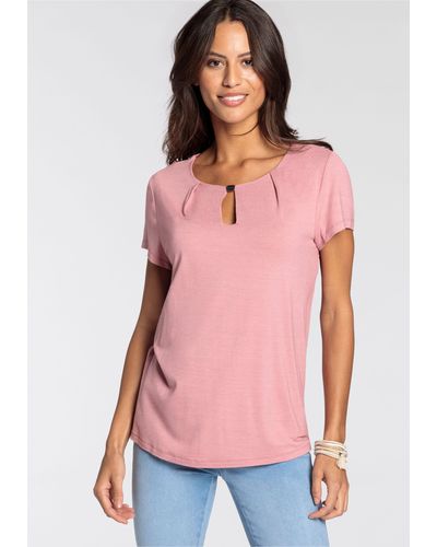 Laura Scott T-Shirt mit Rundhalsausschnitt - Pink