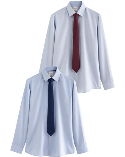 Next Langarmhemd Hemd mit Krawatte im Set - Blau