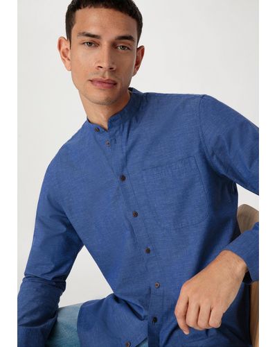 HESSNATUR Outdoorhemd aus Bio-Baumwolle mit Hanf und Yak Regular Fit (1-tlg) - Blau
