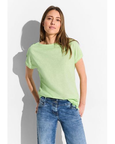 Cecil T-Shirt in Melange Optik - Grün
